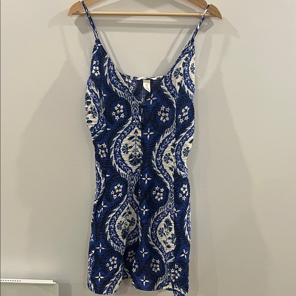H&M Blue, black and white skater summer dress